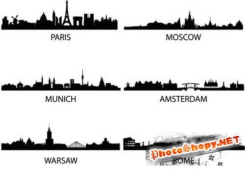 Силуэты городов (City Silhouettes Vector)