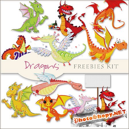 Скрап-набор - Иллюстрации драконов