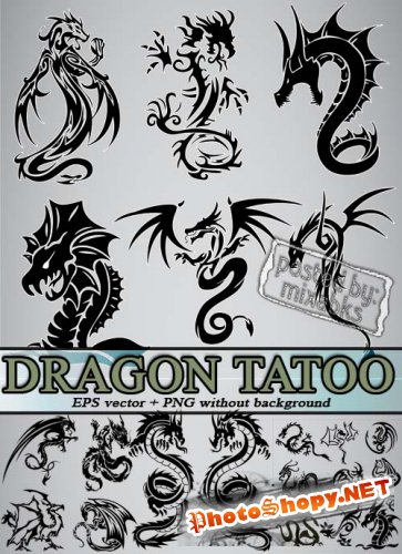 Татуировки Дракон | Dragon Tatoo (eps vector + png)