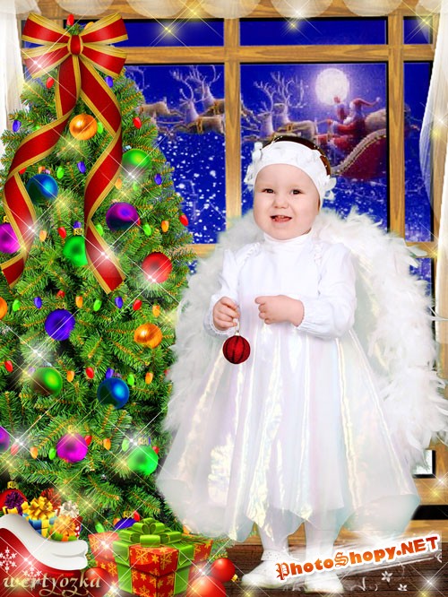 Новогодний детский шаблон - Новогодняя сказка для маленького ангелочка