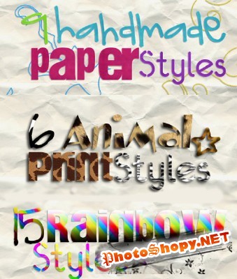 Photoshop Animal Print,  Handmade Paper Styles and Rainbow Styles