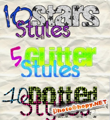 Glitter text layer Styles for Photoshop
