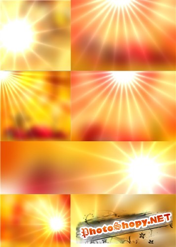 Растровые клипарт - Золотистые фоны с лучами солнца