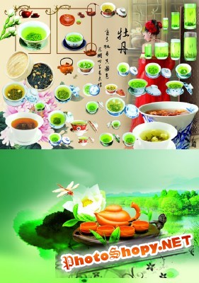 Japanese tea utensils psd