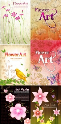 PSD for Photoshop - Flower backgrounds pack 17