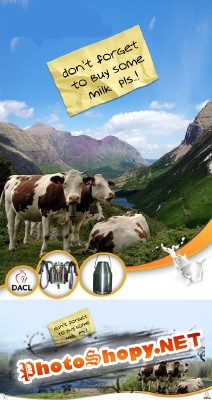 PSD for Photoshop - Alps and a cow