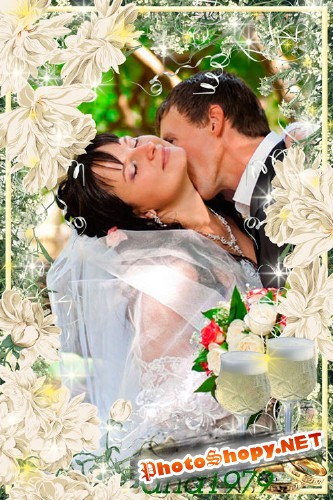 Рамка для фотошопа – Нежность свадебного вальса