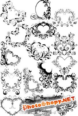 Flowers Hearts Brushes