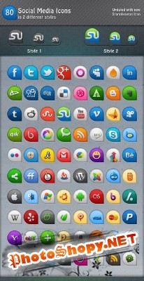 80 Icons in 2 Different Styles