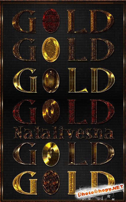 Золотые стили  для Photoshop 3/ Styles Gold Photoshop 3