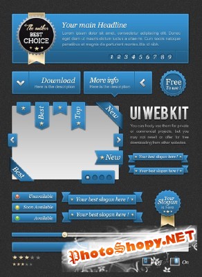 Ui Blue Web Kit Psd for Photoshop