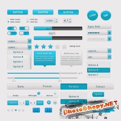 Blue UI Psd Touch kit for Photoshop