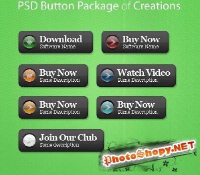 Psd Buttons Package creations for Photoshop
