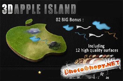 3D Apple Island psd for Photoshop