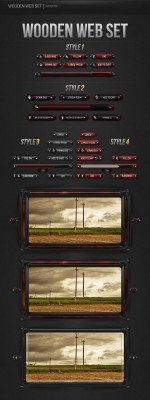 Wooden Web Set Psd for Photoshop