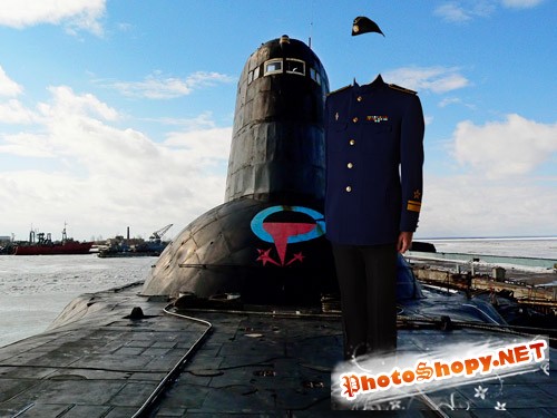 Шаблон для фотошопа "Офицер подводник"