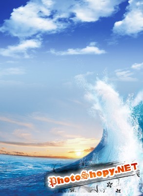 Marine blue wave for Photoshop