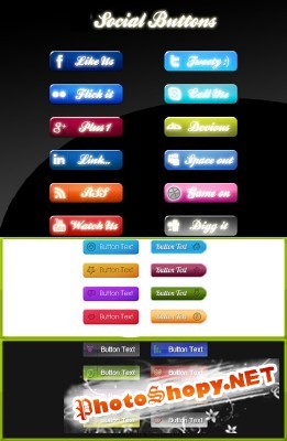 Social Buttons Set for Photoshop