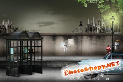 The dark London street for Photoshop