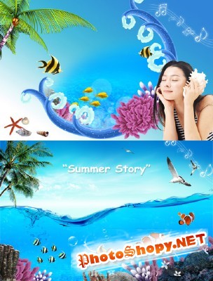 The bright summer love story psd for Photoshop