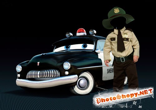 Шаблон для фотошопа "Шериф и его тачка"
