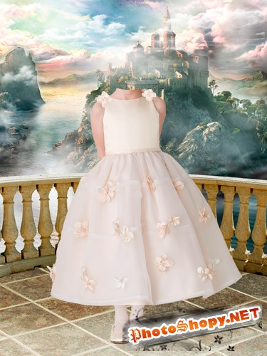 Шаблон для фотошопа "Девочка в платье с цветами"