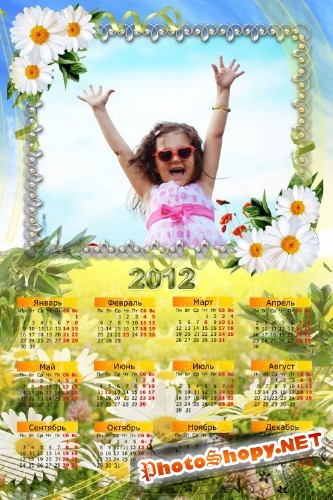 Календарь на 2012 год – расцвели ромашки