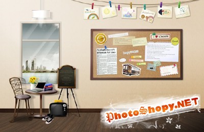 A room for training psd for Photoshop