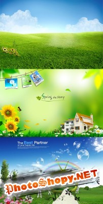 A new life of spring psd for Photoshop