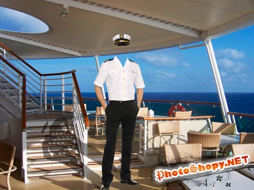 Шаблон для фотошопа "Капитан морского лайнера"
