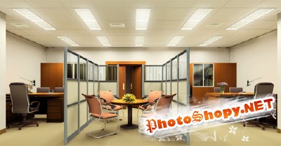 Interesting interior of the office psd for Photoshop