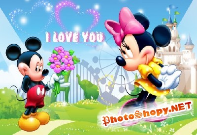Mickey Mouse in Love psd for Photoshop