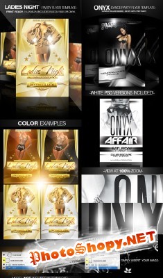 Onyx Flyer and Ladies Night Gold Party Flyer Templates for Photoshop