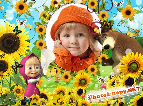 Детская фоторамка - Маша и бабочки