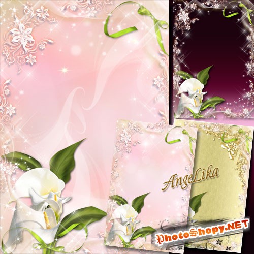Праздничная цветочная рамка для фото - Каллы - строгое обаяние
