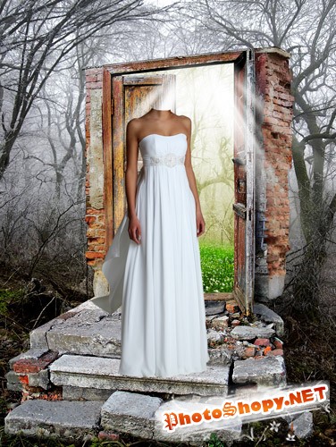 Шаблоны для фотошопа  В белом красивом платье