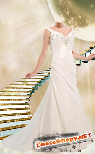 Шаблоны для фотошопа  В свадебном белом платье