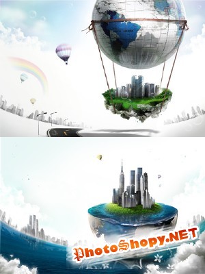 On the big air balloon Psd for Photoshop