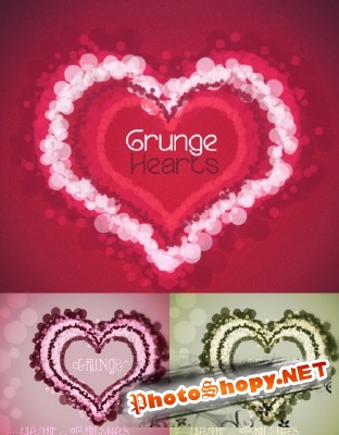 Grunge Hearts II Brushes Set for Photoshop