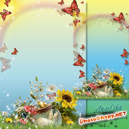 Рамка для фото - Бабочки на летней поляне, бабочки