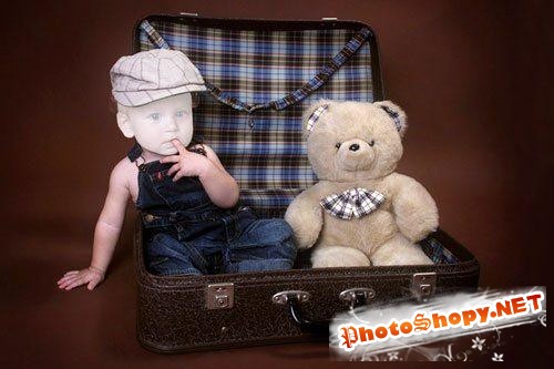 Детский шаблон для Photoshop - В чемодане