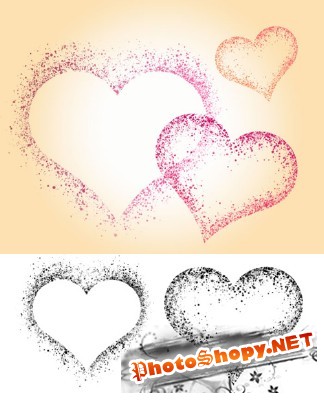 Spatter Hearts Brushes Set for Photoshop