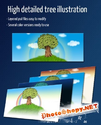 High Detailed Tree Illustration for Photoshop