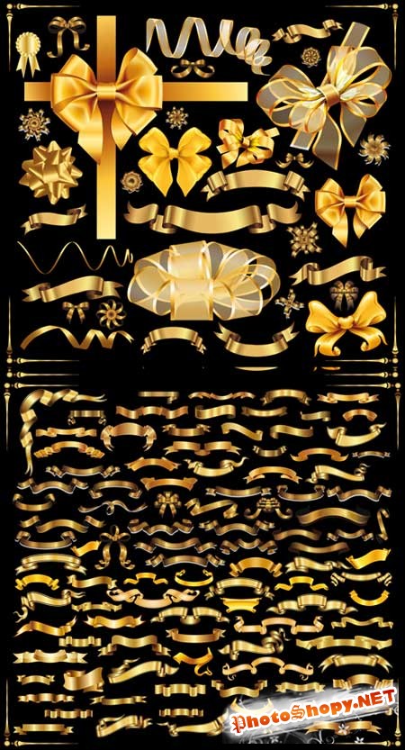 Векторный клипарт - золотые ленточки для баннера / gold banner's ribbons vector Collection
