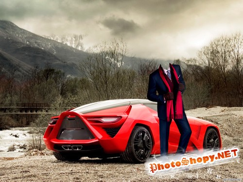 Шаблон для фотошопа – Автомобиль будущего