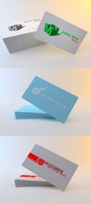 Red, Blue and 3D Business Cards For Photoshop