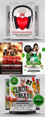 Collection of Flyer Sources Template for Photoshop Pack 2