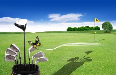 A large green field for the game of golf psd for Photoshop