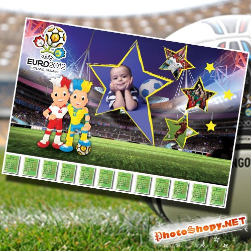 Рамка-календарь к футбольному чемпионату EURO 2012 (psd layered)