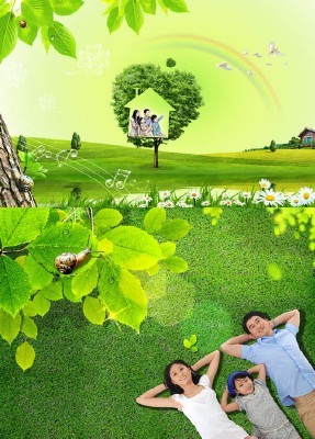 Beautiful green spring field psd for Photoshop